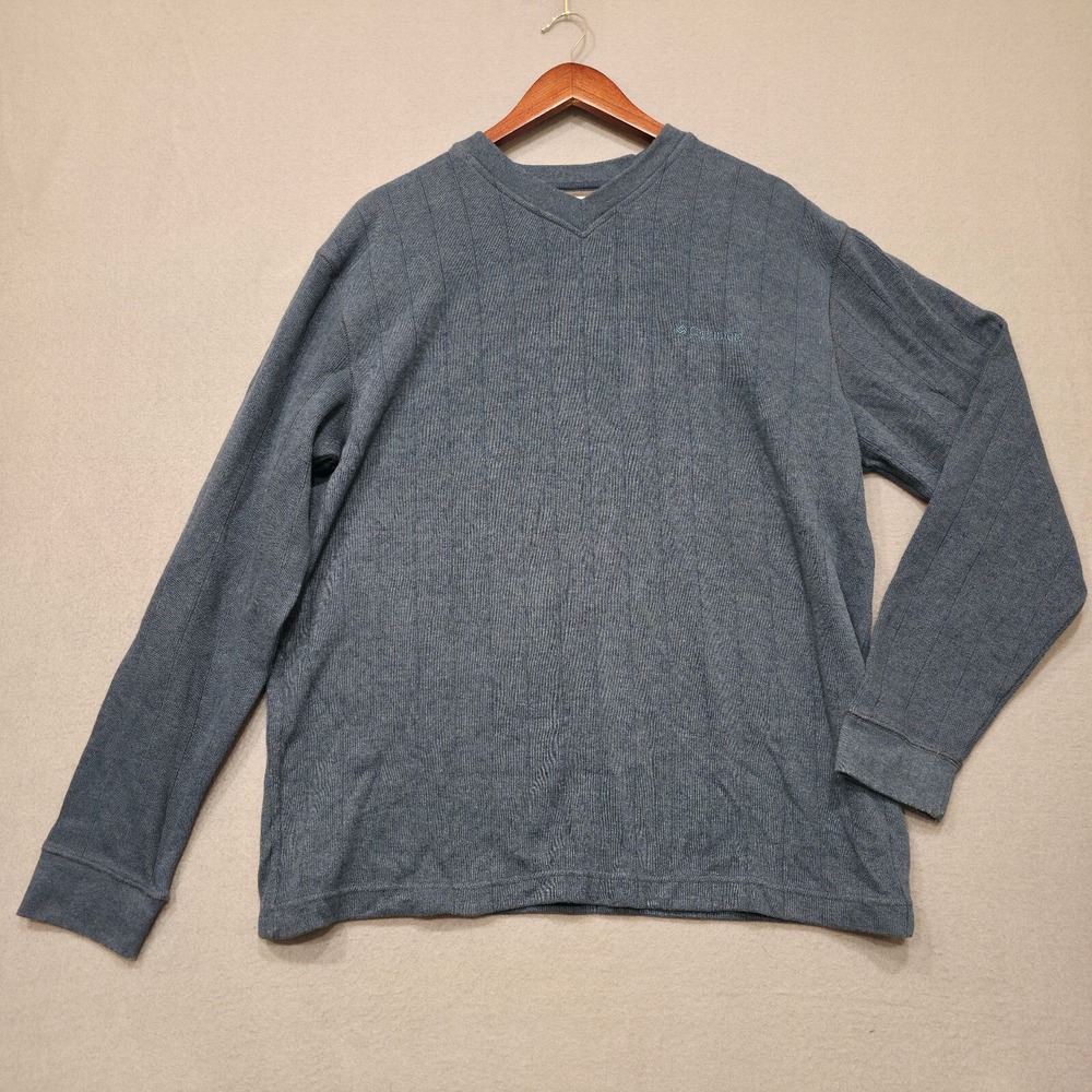 Columbia Mens Blue Long Sleeve Pullover V Neck‎ Sweater Size Large